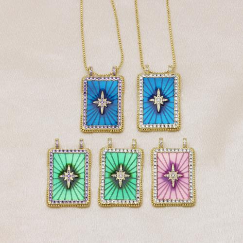 Kubické zirkonie Mikro dláždí mosaz s přívěskem, barva pozlacený, DIY & micro vydláždit kubické zirkony & smalt & double-hole, více barev na výběr, 21x37mm, Prodáno By PC