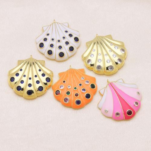 Ciúbach Zirconia siogairlín Micrimhilseogra réiteodh Prás, Shell, dath an óir plated, DIY & stíleanna éagsúla do rogha & micrea réiteach zirconia ciúbach & cruan, dathanna níos mó le haghaidh rogha, 35x37mm, Díolta De réir PC