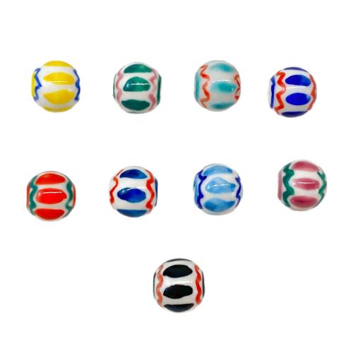 Porcelanowe koraliki, Porcelana, Koło, ręczny rysunek, Vintage & DIY, dostępnych więcej kolorów, 10mm, otwór:około 2mm, sprzedane przez PC