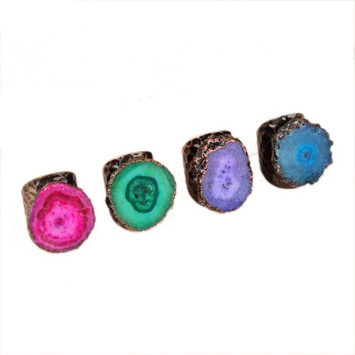 Quartzo natural Cuff Ring Finger, with liga de zinco, banhado cor bronze antigo, ajustável & para mulher, Mais cores pare escolha, tamanho:9, vendido por PC