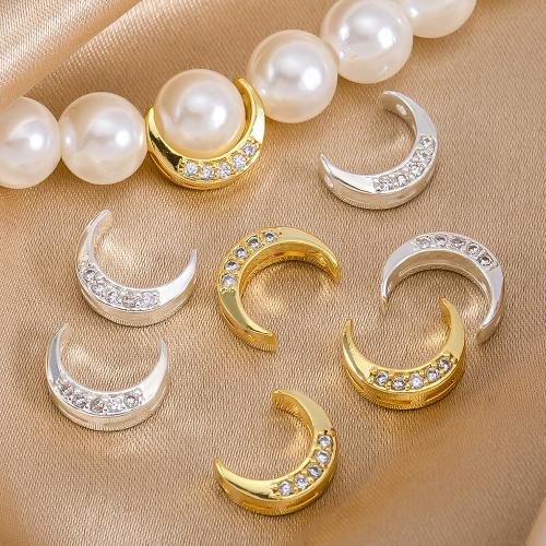 Brass Spacer Bead Moon plated DIY & with rhinestone Sold By PC