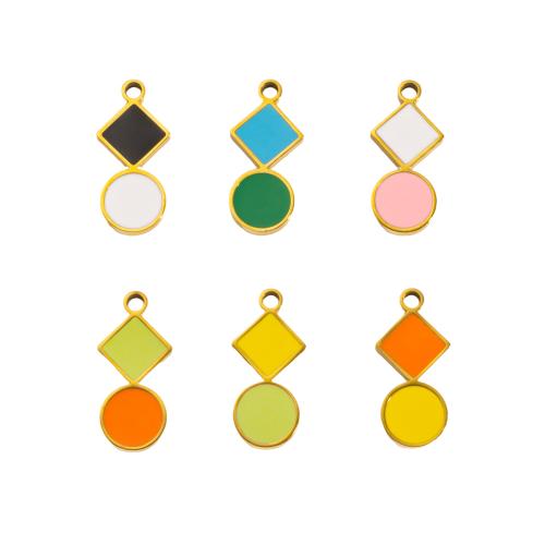 Stainless Steel Pendants 304 Stainless Steel Geometrical Pattern gold color plated DIY & enamel Sold By Bag
