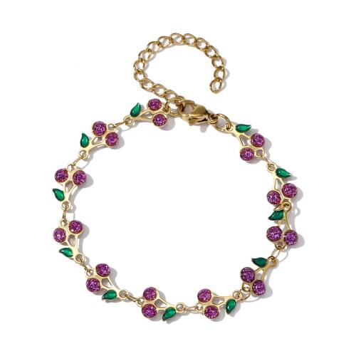 Acier inoxydable 304 bracelet, avec Plastique ABS perle & pierre gemme & résine, Placage de couleur d'or, styles différents pour le choix & pour femme & émail & avec strass, Vendu par PC