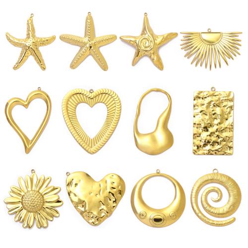 Jóias Pingentes de aço inoxidável, Aço inoxidável 304, cromado de cor dourada, DIY & Vario tipos a sua escolha, 5PCs/Bag, vendido por Bag