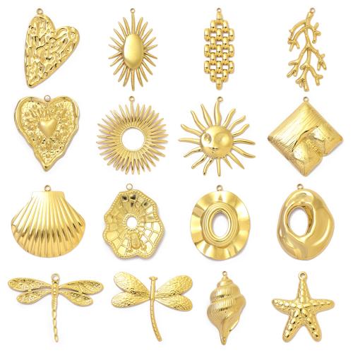 Jóias Pingentes de aço inoxidável, Aço inoxidável 304, cromado de cor dourada, DIY & Vario tipos a sua escolha, 5PCs/Bag, vendido por Bag