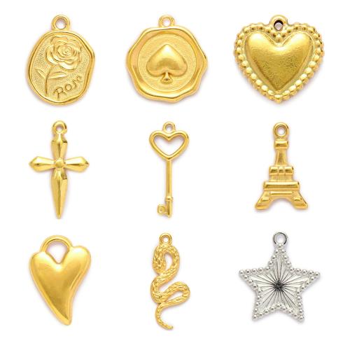 Rostfritt stål Smycken Hängen, 304 rostfritt stål, plated, DIY & olika stilar för val, 5PC/Bag, Säljs av Bag