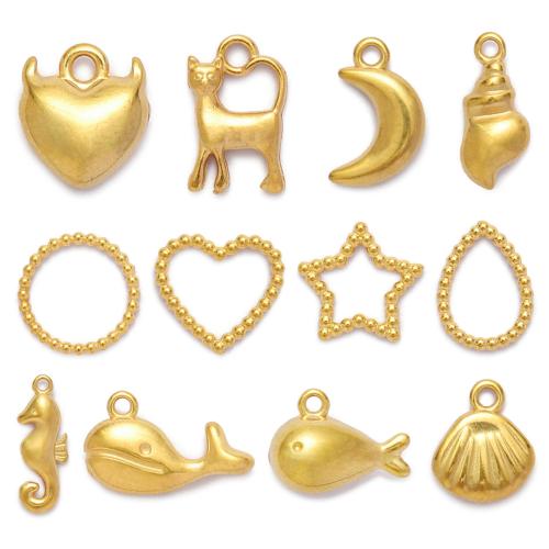 Wisiorki ze stali nierdzewnej, Stal nierdzewna 304, Platerowane w kolorze złota, DIY & różne style do wyboru, 5komputery/torba, sprzedane przez torba