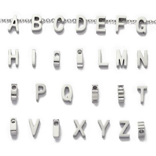 Stainless Steel Letter Pendants 304 Stainless Steel Alphabet Letter DIY original color Sold By Bag