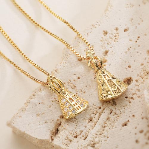 metal collar, chapado en color dorado, diferentes estilos para la opción & micro arcilla de zirconia cúbica & para mujer, longitud aproximado 45 cm, Vendido por UD