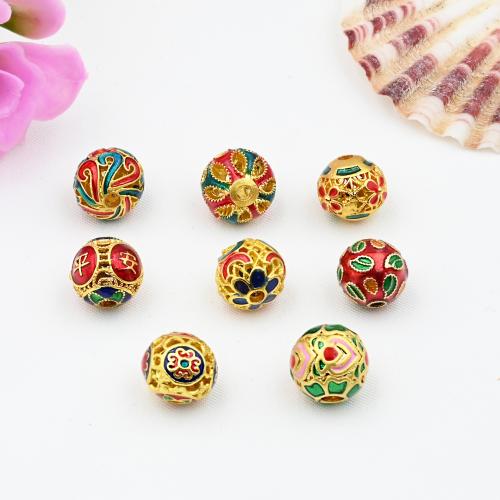 Brass Spacer Beads Round matte gold color plated DIY & enamel Sold By PC