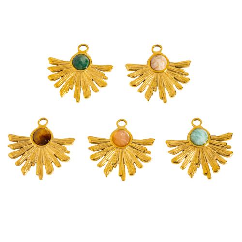 Gemstone Přívěsky Šperky, 304 Stainless Steel, s Drahokam, barva pozlacený, DIY & různé materiály pro výběr, 25.80x25mm, Prodáno By PC