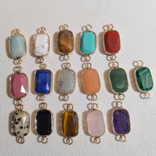 Edelstein-Connector, Edelstein, mit Messing, Geometrisches Muster, goldfarben plattiert, DIY & verschiedenen Materialien für die Wahl & facettierte, 16x12mm, verkauft von PC