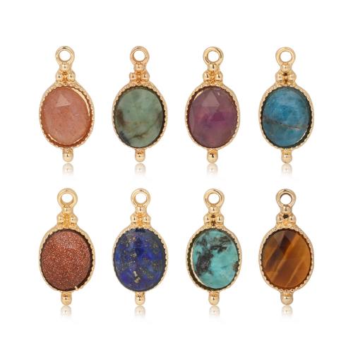 Gemstone Pendants Jewelry with Brass Oval DIY Sold By PC