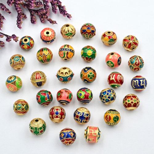 Messing Spacer Kralen, Ronde, DIY & verschillende stijlen voor de keuze & glazuur, 10mm, Verkocht door PC