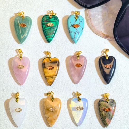 Gemstone Hängen Smycken, Ädelsten, med Zink Alloy, Evil Eye, polerad, DIY & olika material för val & micro bana cubic zirconia, 18x30mm, Säljs av PC