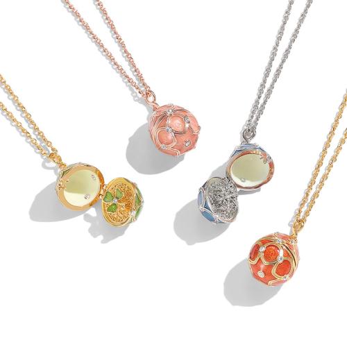 Messing Halskæde, Oval, forgyldt, for kvinde & emalje & med rhinestone, flere farver til valg, Længde Ca. 66 cm, Solgt af PC