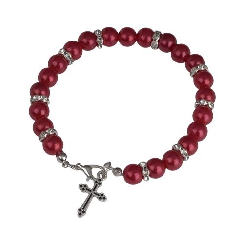 harpiks pearl Armbånd, med Jern & Zinc Alloy, Kryds, mode smykker & Unisex & med rhinestone, flere farver til valg, Længde Ca. 18 cm, Solgt af PC