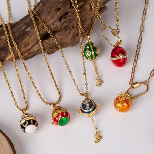 Messing Halskæde, Oval, guldfarve belagt, forskellige stilarter for valg & for kvinde & emalje & med rhinestone, 450mm, Solgt af PC