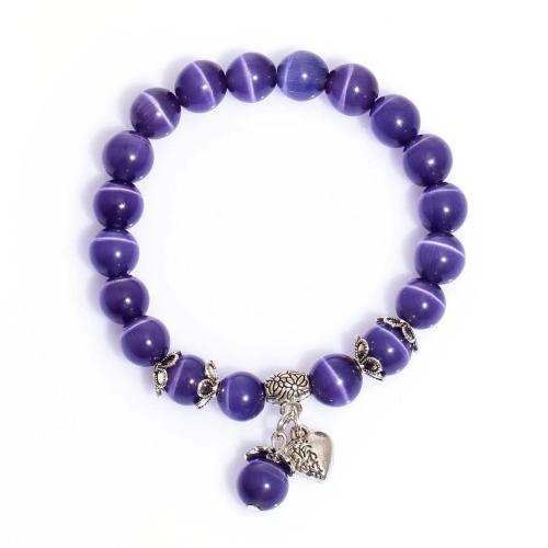 Cait Eye Bracelet, le 304 Cruach dhosmálta, Croí, lámhdhéanta, jewelry faisin & do bhean, dathanna níos mó le haghaidh rogha, Fad Thart 7 Inse, Díolta De réir PC