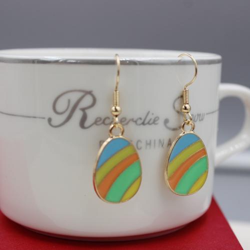 Zinc Alloy Drop Earring gold color plated & for woman & enamel Sold By Pair