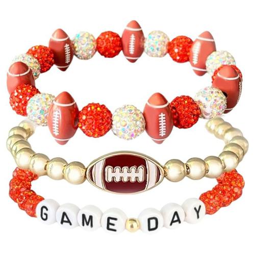 Cink Alloy Komplet narukvica, s Smola & Akril, ručno izrađen, bez spolne razlike & s Rhinestone, više boja za izbor, Dužina Približno 7 inčni, Prodano By Set