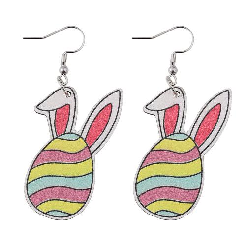 Wood Drop Earring Oval printing fashion jewelry & for woman Sold By Pair