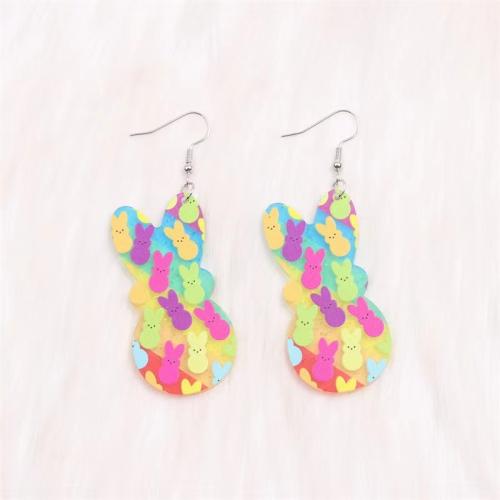 Acrylic Drop Earring Rabbit printing fashion jewelry & for woman Sold By Pair