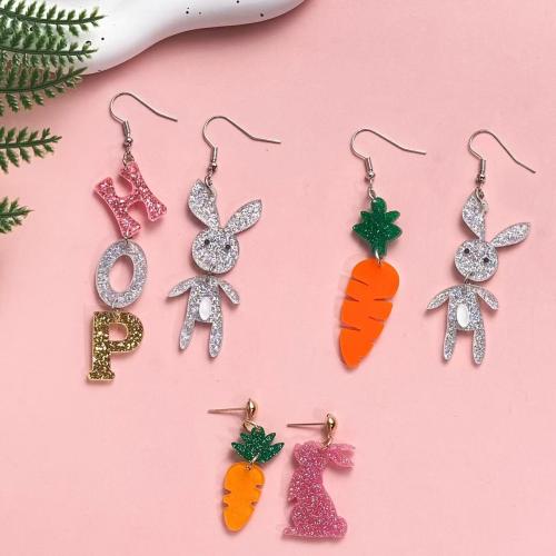 Acrylic Asymmetric Earrings Rabbit & for woman Sold By Pair