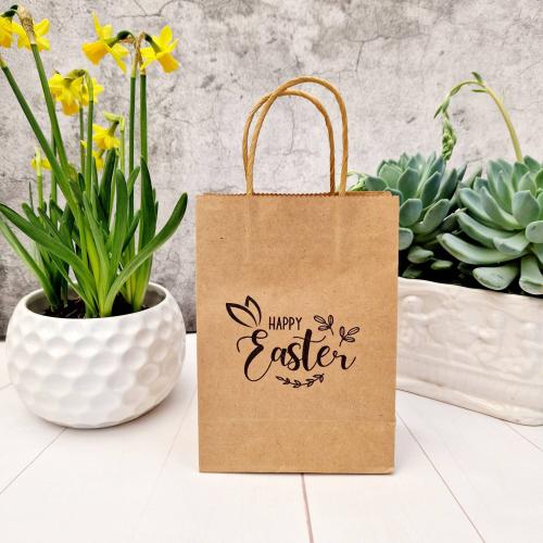 Kraft Gift Bag Rectangle hot stamping with letter pattern khaki Sold By PC