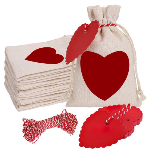 pamučne tkanine Torba s vezicom, Pravokut, tiskanje, sa slika srca, 100x150mm, 20računala/Set, Prodano By Set