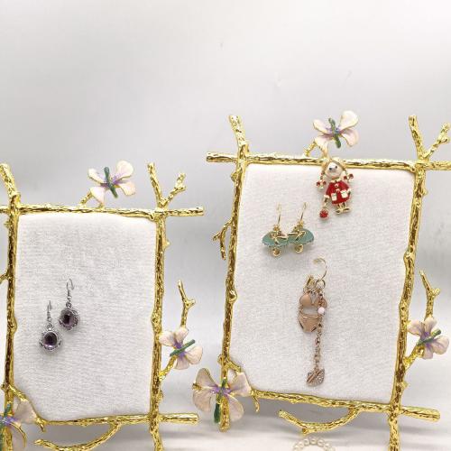 Iron Multi Purpose Jewelry Display with Velveteen Butterfly gold color plated Sold By PC