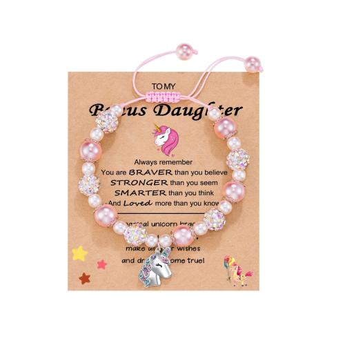 Plastic Pearl Bracelet with Polyester Cord & Zinc Alloy handmade & for woman & with rhinestone Length Approx 5-9 Inch Sold By PC