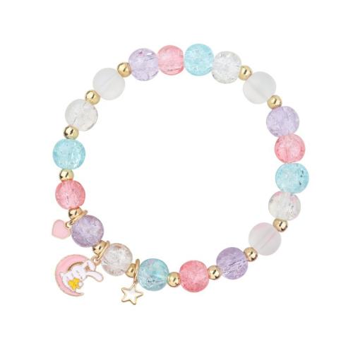 Perle di vetro braccialetto, with lega in zinco, fatto a mano, stili diversi per la scelta & per la donna & smalto, Lunghezza Appross. 6-7 pollice, Venduto da PC