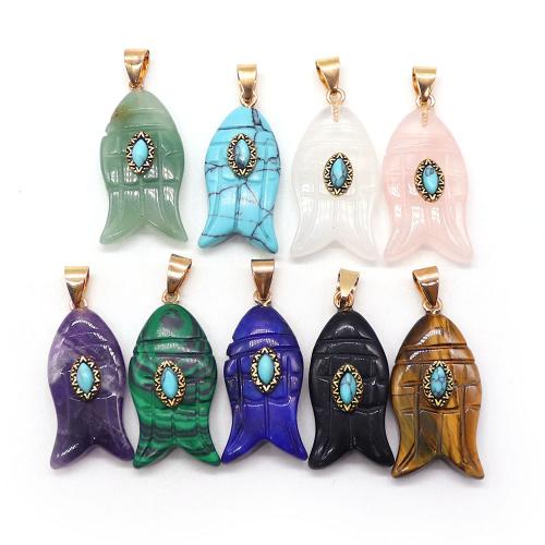 Gemstone Pendants Jewelry Fish DIY Sold By PC