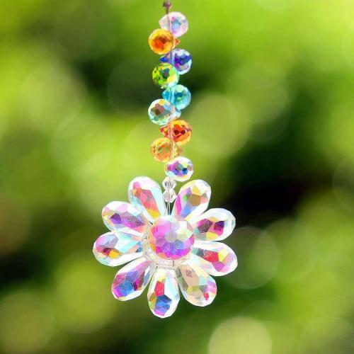 Crystal Hanging Ornaments with Iron Flower faceted Sold By PC