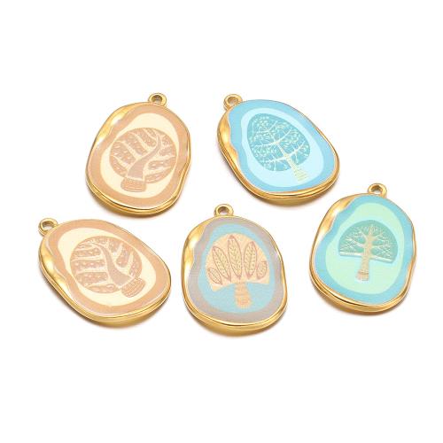 Stainless Steel Pendants 304 Stainless Steel gold color plated DIY & enamel Sold By Bag