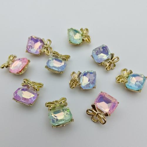 Crystal Přívěsky, Zinek, s Krystal, barva pozlacený, DIY, více barev na výběr, 14.50x10.30x6.50mm, 100PC/Bag, Prodáno By Bag