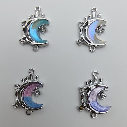 Resin Zinc Alloy Connector with Resin Moon plated DIY & micro pave cubic zirconia Sold By Bag