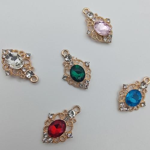 Glass Zinc Alloy Pendant with Glass gold color plated DIY & with rhinestone & hollow Sold By Bag