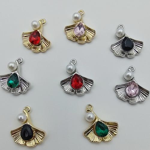 Glas zinklegering Hangers, Zinc Alloy, met Glas & Plastic Pearl, Ginkgo Leaf, plated, DIY, meer kleuren voor de keuze, 21.20x17.90x9.60mm, 100pC's/Bag, Verkocht door Bag