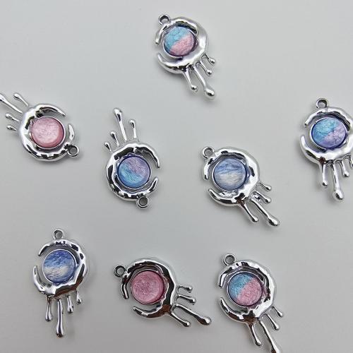 Resin Zinc Alloy Pendants with Resin platinum color plated DIY Sold By Bag