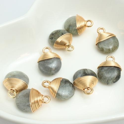 Gemstone Pendants Jewelry with Zinc Alloy Flat Round DIY Sold By PC