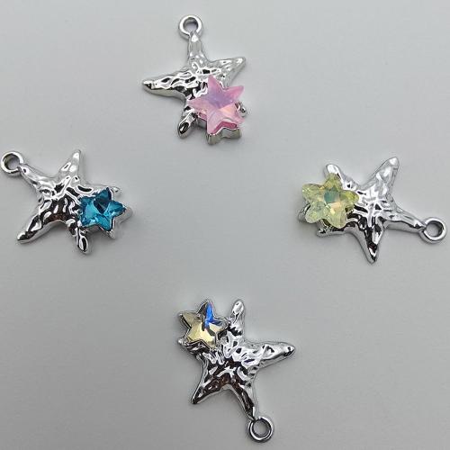 Zinc Alloy Rhinestone Pendants Star platinum color plated DIY & with rhinestone Sold By Bag