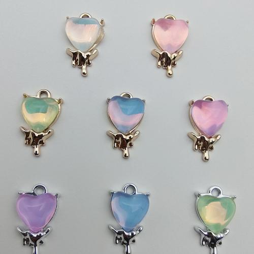 Smola Zinc Alloy Privjesci, Cink Alloy, s Smola, Srce, pozlaćen, možete DIY, više boja za izbor, 18.80x10.80x6.20mm, 100računala/Torba, Prodano By Torba