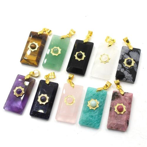 Gemstone Pendants Jewelry with Zinc Alloy Rectangle polished DIY Sold By PC