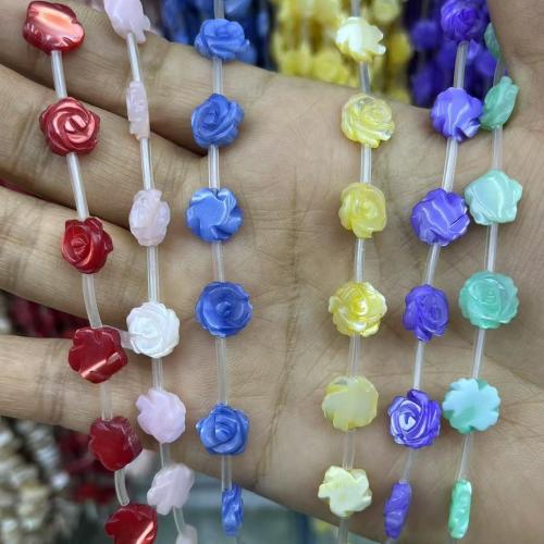 Natural Colored Shell Beads Trochus Shell Rose dyed & DIY & single-sided 10mm Sold By Bag