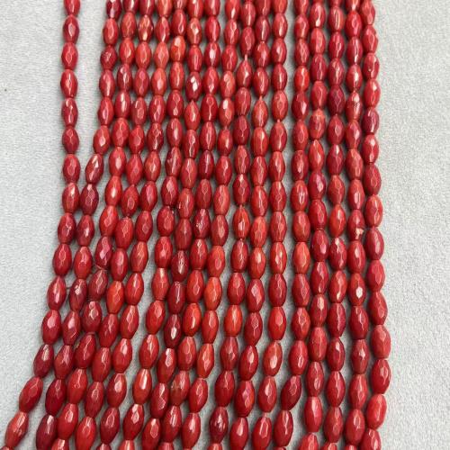 Naturlige koral perler, du kan DIY & facetteret, rød, 5.50x9.50mm, Ca. 41pc'er/Strand, Solgt af Strand