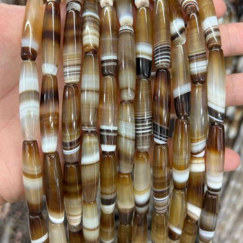 Naturlige Lace Agate perler, blonde agat, Drum, du kan DIY, flere farver til valg, 8x34mm, 12pc'er/Strand, Solgt af Strand