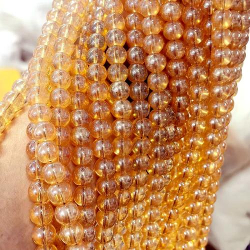 Fashion Glass Beads Round stoving varnish DIY amber 10mm Approx Sold By Strand