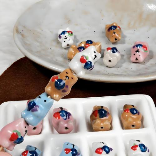 Porcelain Jewelry Beads Bear hand drawing DIY Sold By Bag